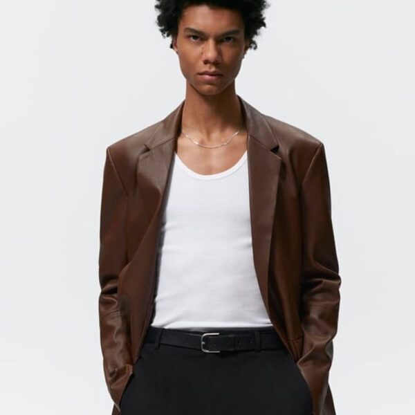 Faux Leather Blazer