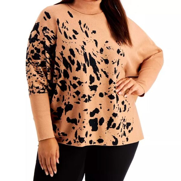 Plus Size Printed Drop-Shoulder Sweater