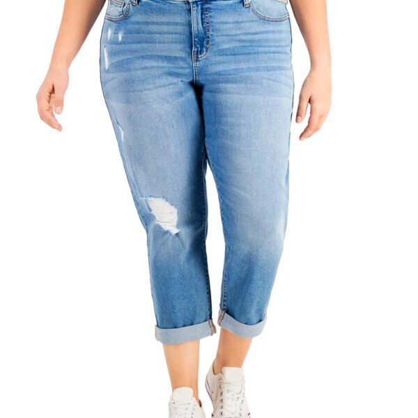 Girlfriend Ripped Cuffed Jeans
