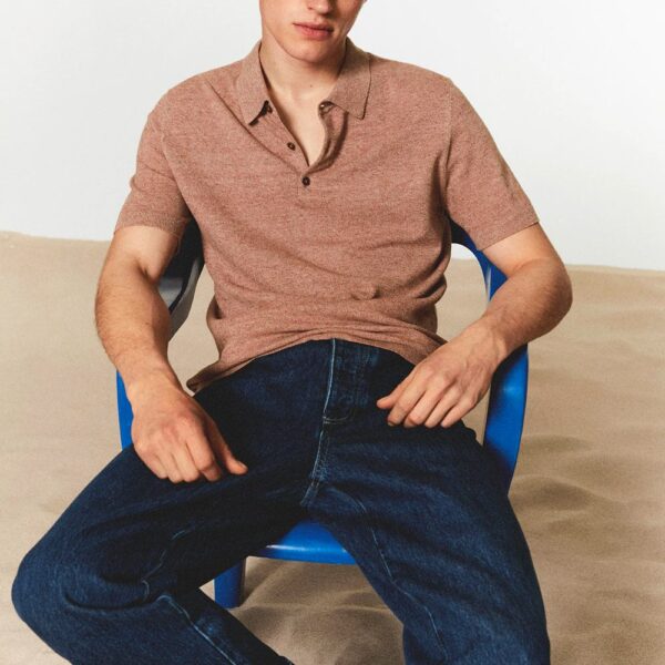 Knit cotton polo shirt