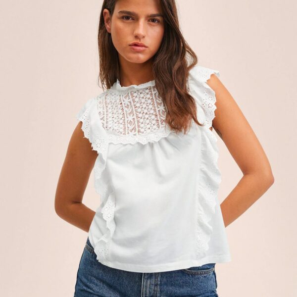 Frills cotton t-shirt
